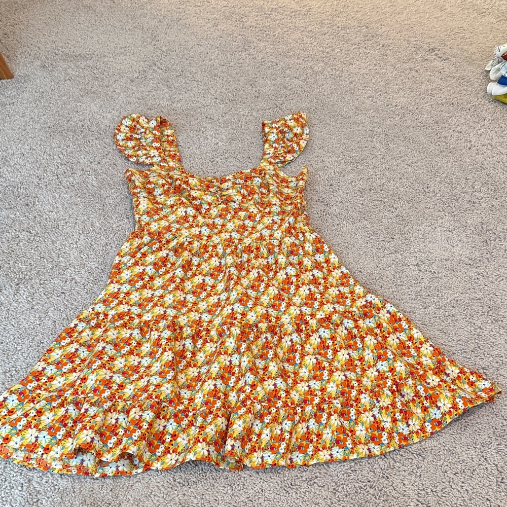 Floral Tiered Mini Dress in Orange